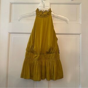 Nine West silky Mustard Yellow Halter Top